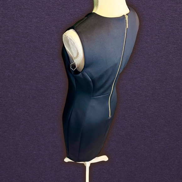 NWOT Calvin Klein Black Scuba Sheath Dress with Pink Floral Embroidery Size 6 - Picture 10 of 16